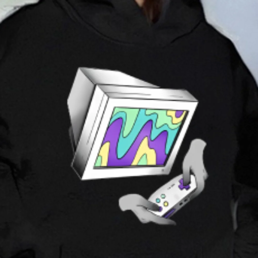 レトロコンソールパーカーノスタルジックなゲームデザイン秋冬カジュアルルーズ長袖クールユニークな快適な布着用トップス