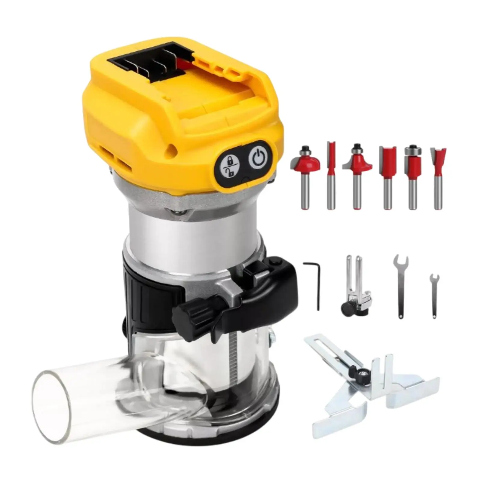 

Бесщеточный электрический триммер, деревообрабатывающий фрезерный станок, фрезерный станок по дереву, гравировальный долбежный станок, подходит для батареи Dewalt 18 В