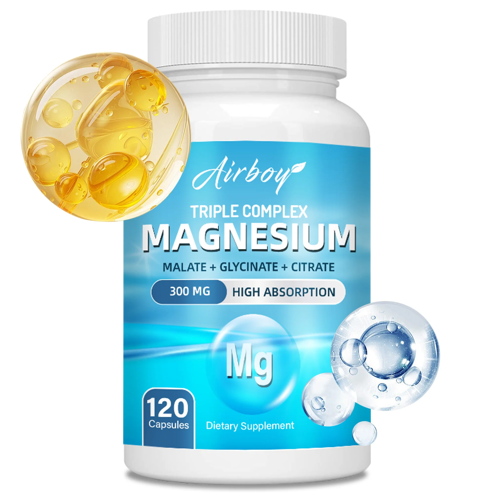 Triple Magnesium Complex - Supports Muscle, Bone, Joint, and Sleep Health, Stress & Anxiety Relief - 120 Capsules