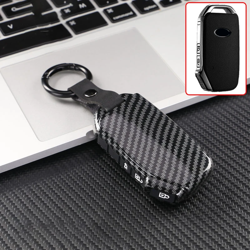 ABS Carbon Car Remote Key Cover Case Shell Fob For Kia Telluride Telluride SX 2021 Sportage R 2022 K5 GT Line 2021 Seltos 2020