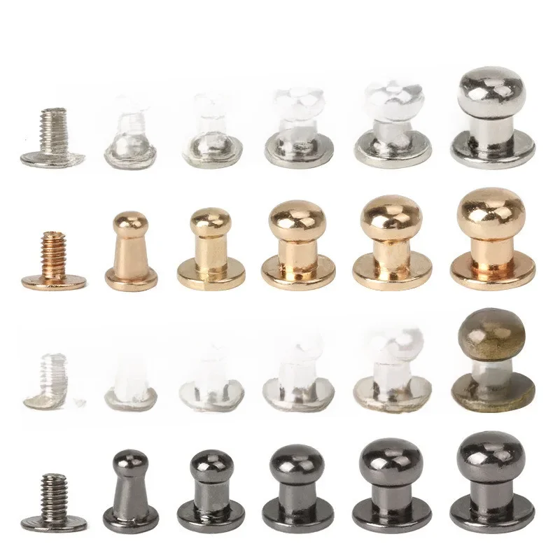 20 ensembles de boutons en alliage métallique, vis, Rivets, goujons, artisanat de bricolage, ceinture en cuir, bracelet de montre, tête de moine ronde, Rivets, pointes, décoration, boucles d'ongles
