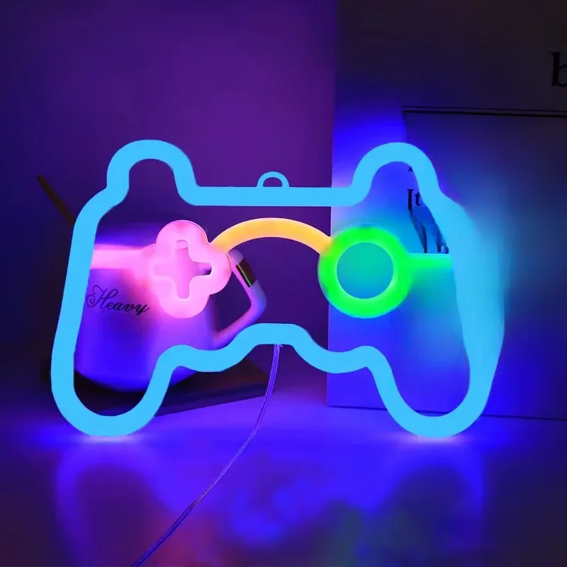 Manette de jeu enseigne au néon pour salle de Gamer, décoration murale de la maison, veilleuse LED bleue, Playstation bar, lampe de salle de jeu, cadeaux sympas