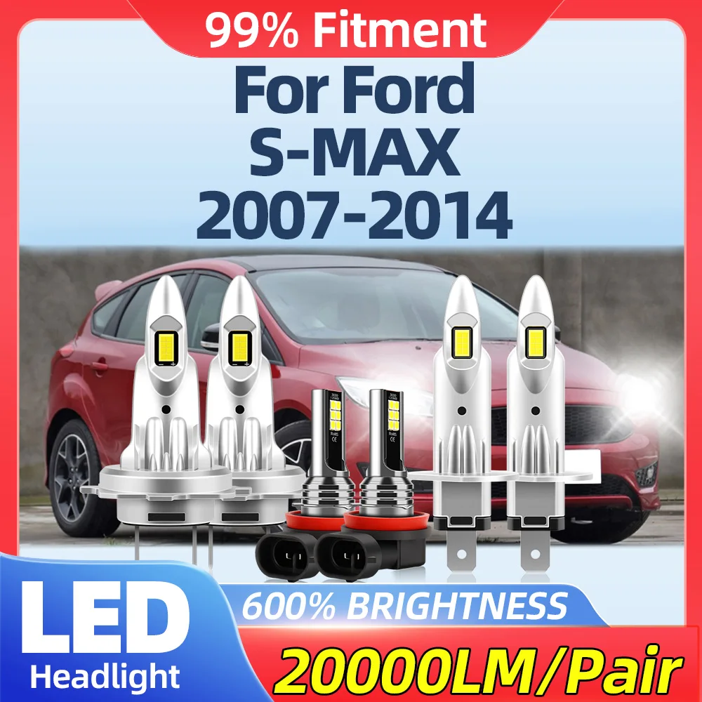 

60000LM CSP Chips LED Headlight Bulbs 360W Fog Lamps 12V 6000K Front Lights For Ford S-MAX 2007-2009 2010 2011 2012 2013 2014