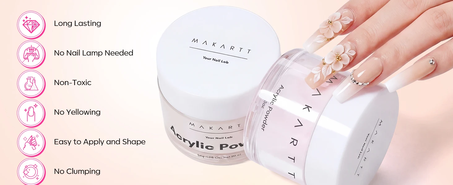 Acrylpulver 56g, Makartt Professionelles Nude Acryl-Nagelpulver für Verlängerung, Dekoration, Modellage, French Manicure, 3D-Kunstgel, Salon – Detail 4