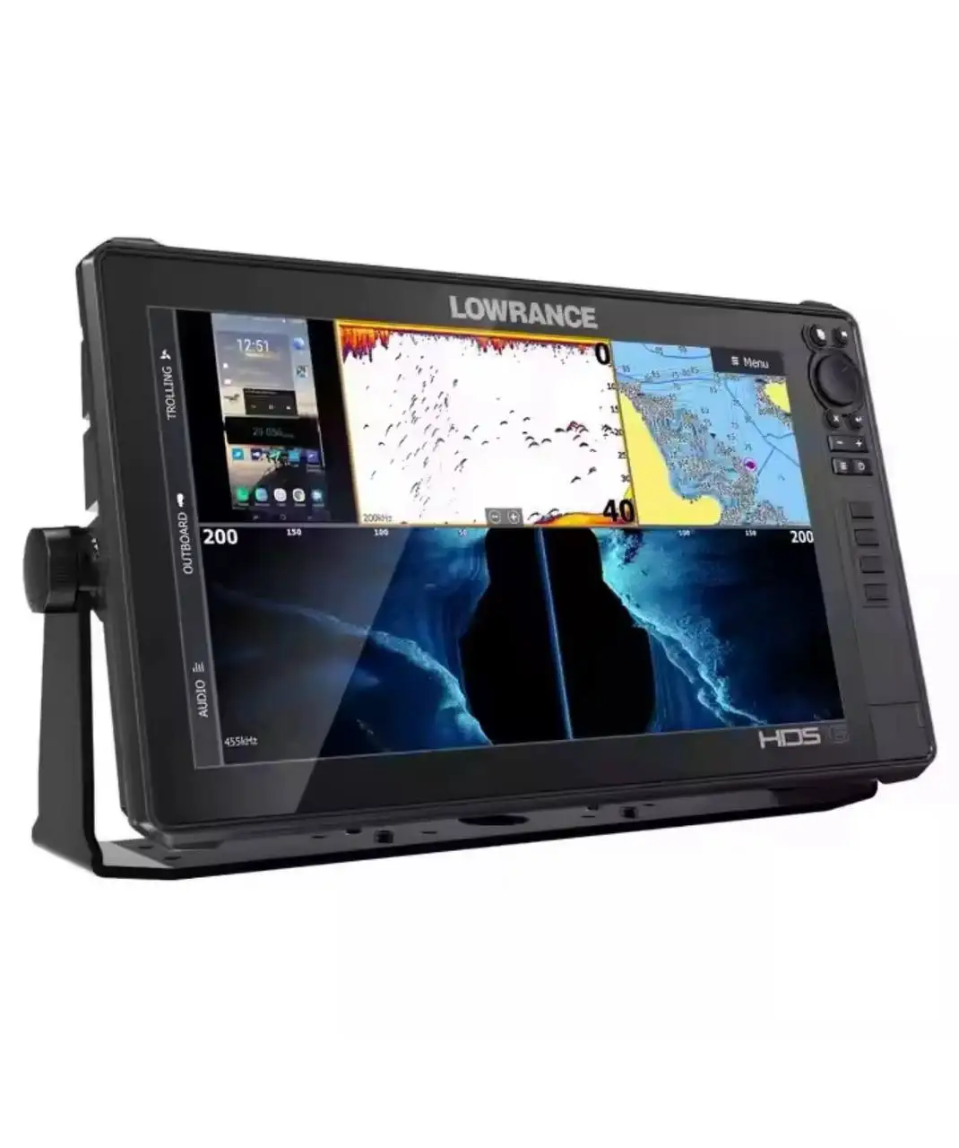 

HOT DEAL-Lowrances-HDS-16-Live-Fish-Finder-with-Active-Imaging 3-in-1-Transom-Mount-Transducer-C-MAP-Pro-Chart