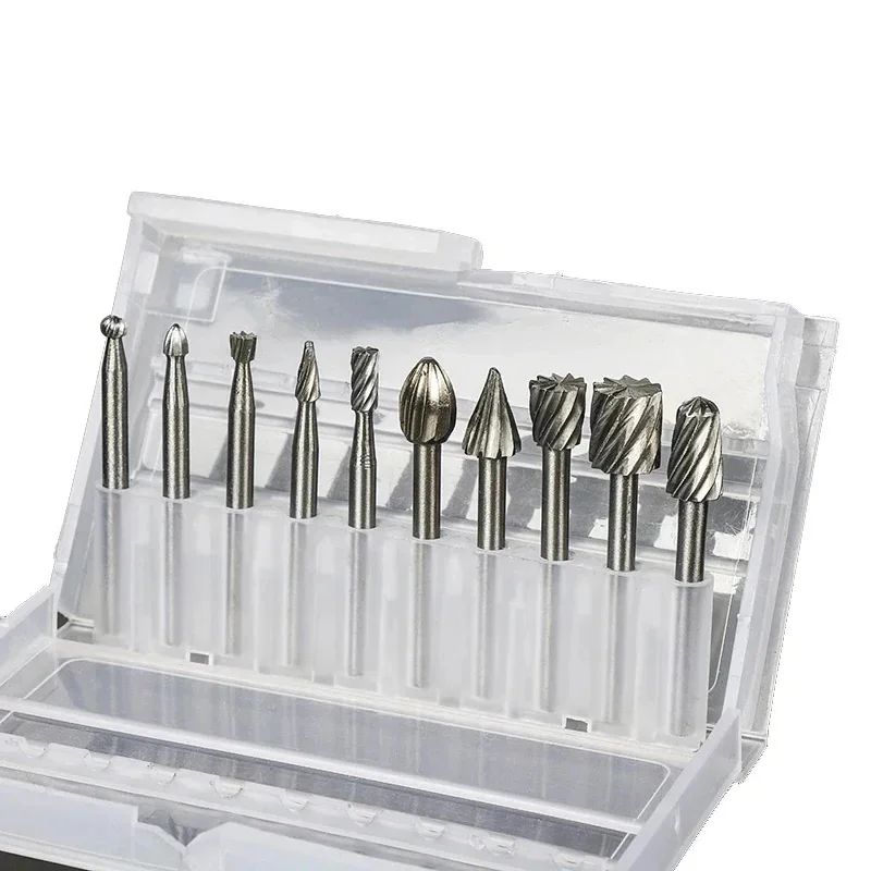DIY Woodworking Engraving Rotary Tools 10 Pcs 1/8" (3mm) Shank Router Bits HSS Router Carbide Engraving Bits