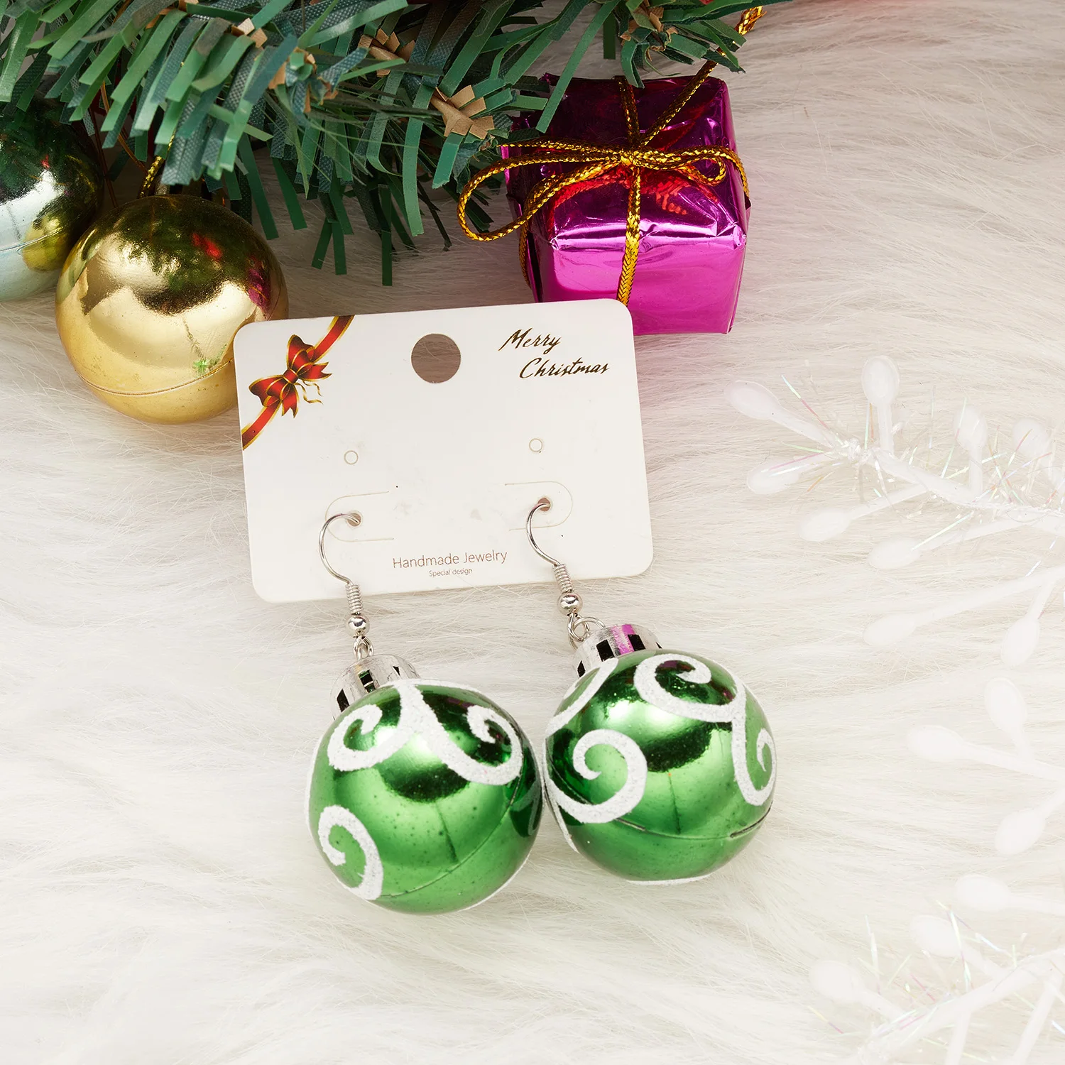 Frohe Weihnachten Bunte Glühbirnen-Kugel-Ohrringe für Frauen Luxuriöse Kreative Ohrringe Neujahrsparty-Schmuck – Detail 27