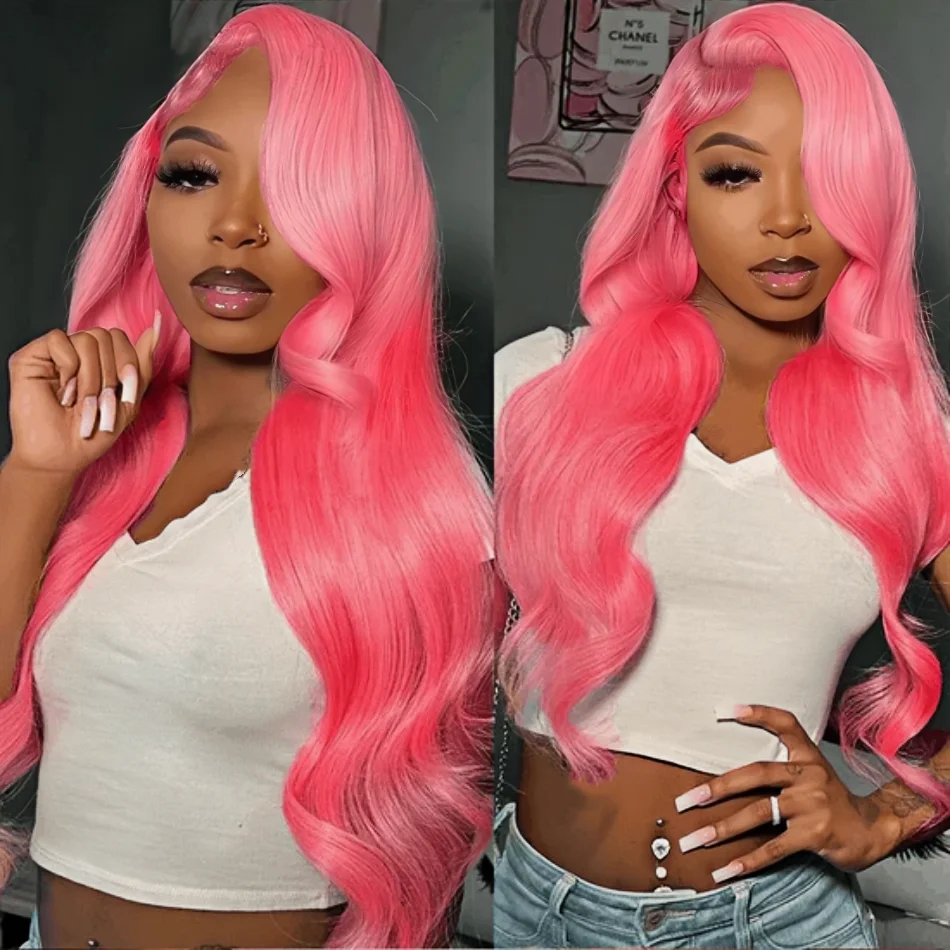 Body Wave Wigs Lace Frontal Wig 13x6 Pink Colored 30 40 Inch 13x4 Brazilian HD Transparent Human Hair For Women Lace Front Wigs