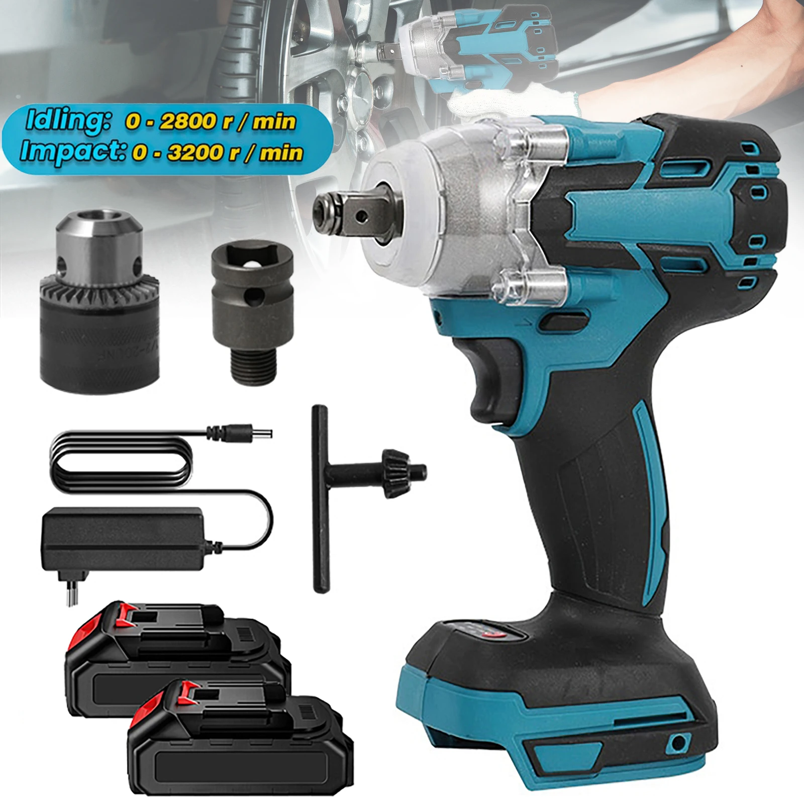 Makit – clé à chocs électrique sans fil 520N.m, couple élevé, sans balais, libération rapide, vitesse Variable, perceuse à main, prise, outil électrique pour Makit