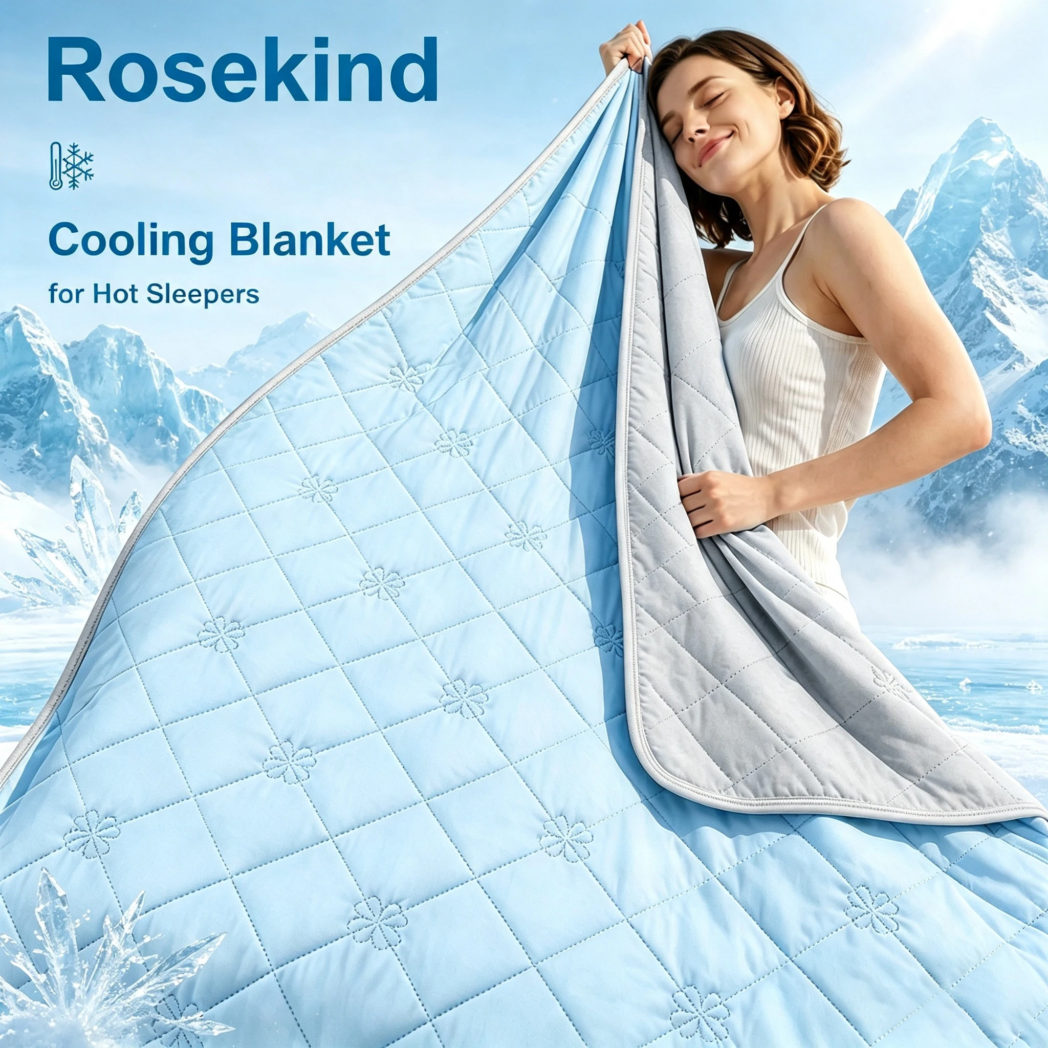 ROSEKIND 1pc Soft Cooling Blanket, 300 GSM, 90*108 Inch, Lightweight & Breathable Cold Blanket for Hot Sleepers, Multifunctional Blanket for Bed Sofa Office Travel, Durable Blanket for All-season Use, Available In 5 Colors As Perfect Summer Gift