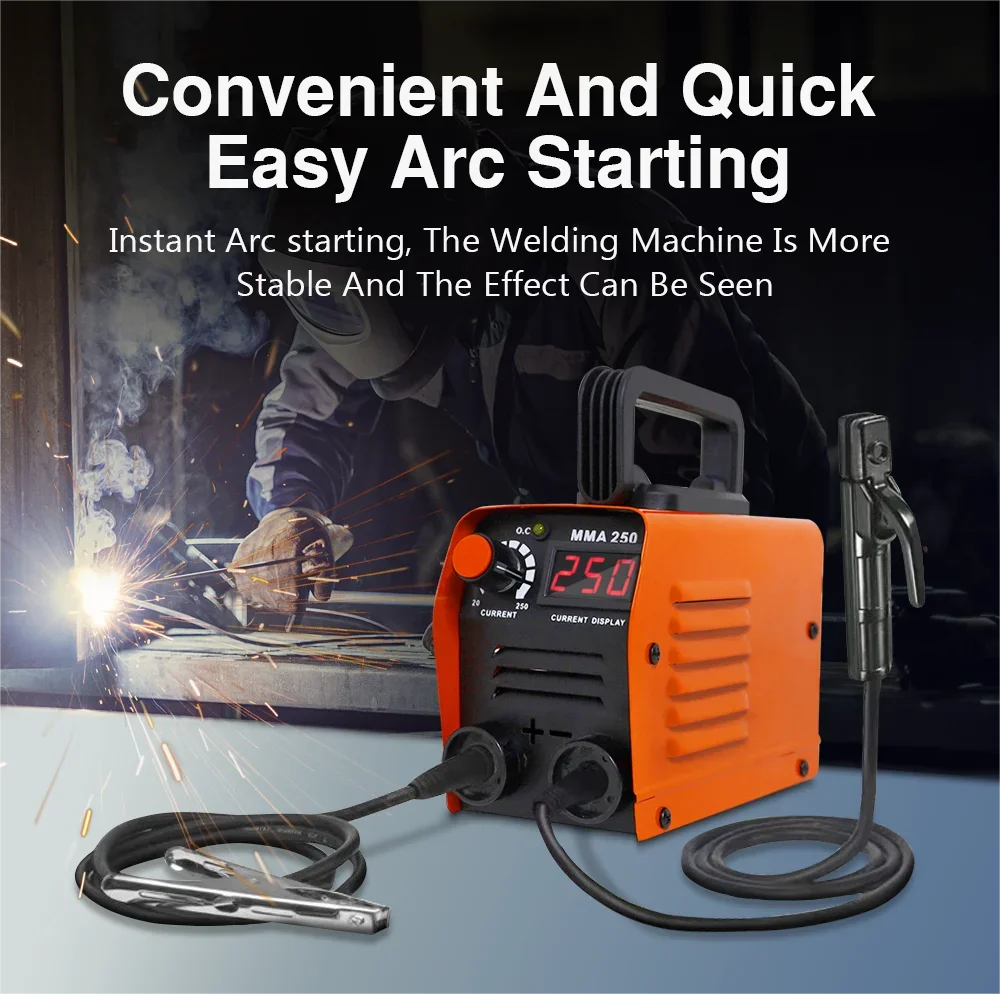 Portable ZX7 250A MMA Arc Welder Inverter Welding Machine 220V Mini Iron Electric Welding Equipment 50/60Hz Car Repairing Tools