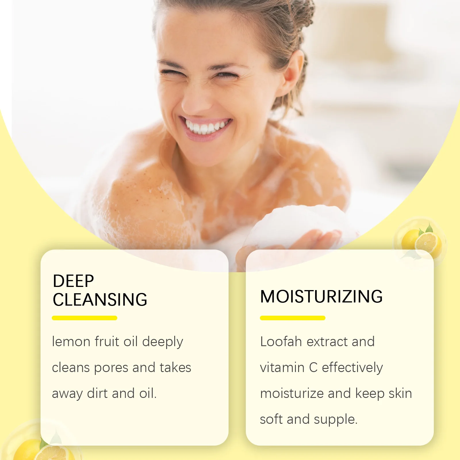 Oceaura Sapone per la pulizia del corpo al limone Pulizia delicata Tubi per il corpo Controllo dell'olio Nessun detergente idratante rinfrescante per la pelle del viso e del corpo