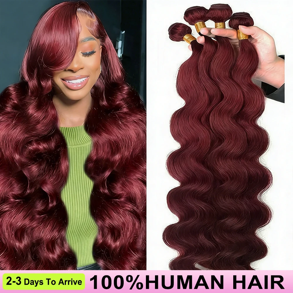 

Наборы натуральных волос 99J Dark Red Body Wave, 40 дюймов, 16A, бразильские, из необработанных волос, для наращивания, для женщин.