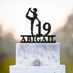 Personalized Gymnast Birthday Cake Topper,Custom Name Age Girl's Rhythmic Gymnastics For Birthday Party Cake Decoration Topper