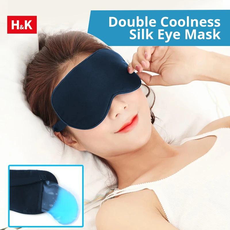 Sleep Light Blocking Eye Mask and Gel Cold Ice Pack Double-Sided Ice Silk Warm Cool Sleep Eye Mask for Travel Sleeping