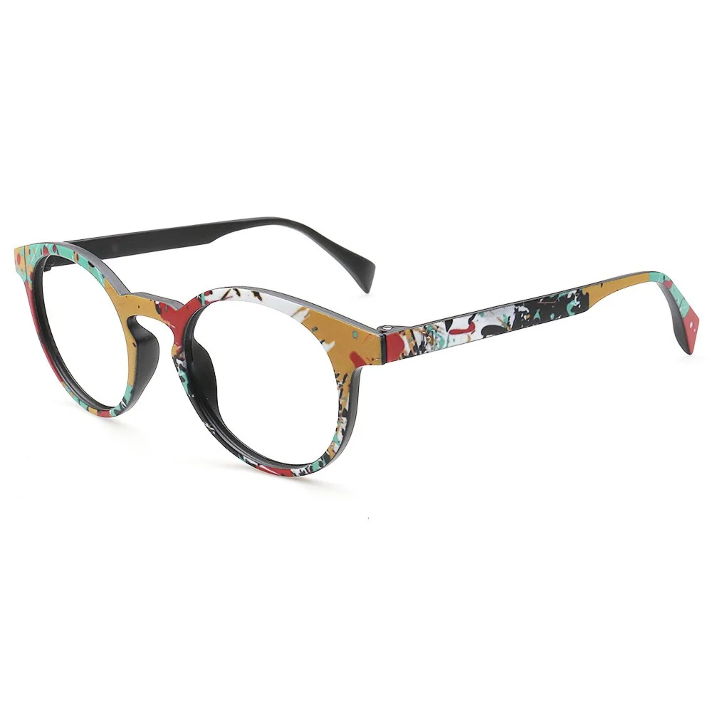 Vintage Women Round Glasses Frames Men Optical Eyeglass Frame TR90 Eyewear Fashionable Rainbow Prescription Eyewear Lightweight