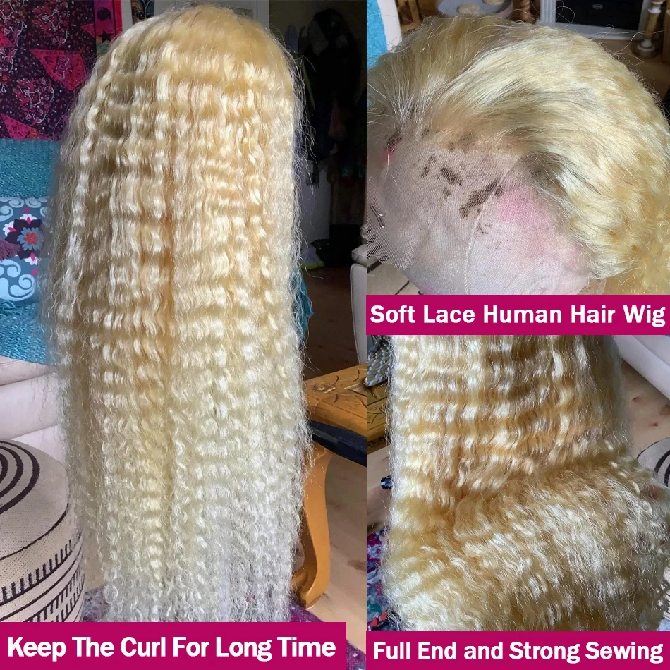 Curly 13x6 HD Transparent 613 Blonde human hair lace frontal wigs For Women Bob Wig 13x4 lace front human hair wig