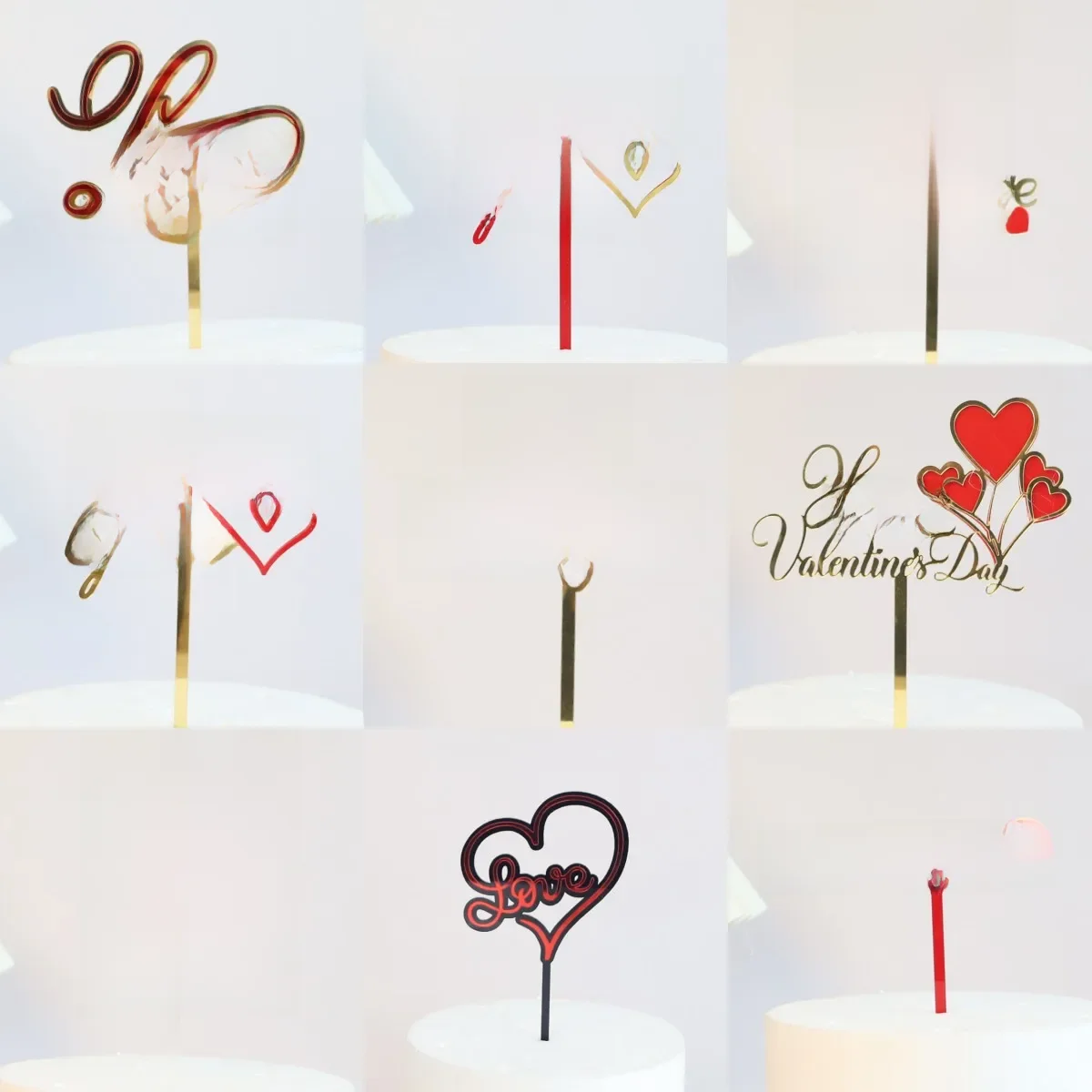 Décoration de gâteau en acrylique pour fête de mariage et de fiançailles, grand amour rouge, pour la saint-valentin, décorations de gâteau pour fête de mariage
