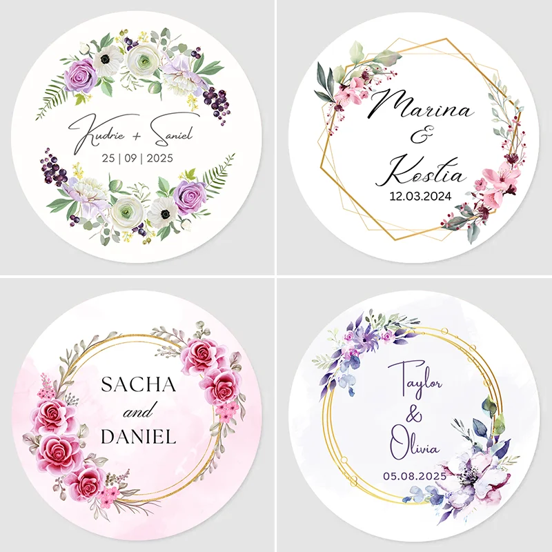 Custom Wedding Favor Stickers,Personalized Round Circle Label Sticker,Waterproof1.5~3inch,Thank You Stickers For Party Favors