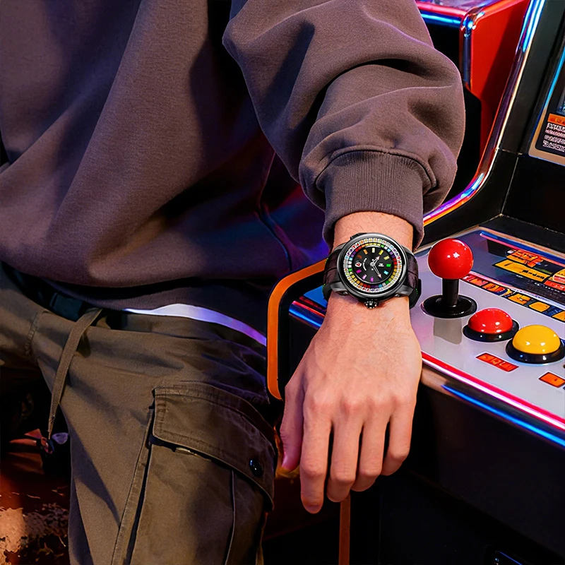Lucky Harvey Player Series Automatic Mechanical Sapphire Man Watches Luxury Self-winding Slot Machine Funny Men's Watch Fashion