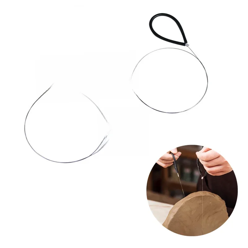 Ligne de coupe de boue de poterie, fil d'acier inoxydable, coupe-argile polymère, poignée en caoutchouc, coupe-boue, bricolage, outil de formage de plaques de boue en céramique