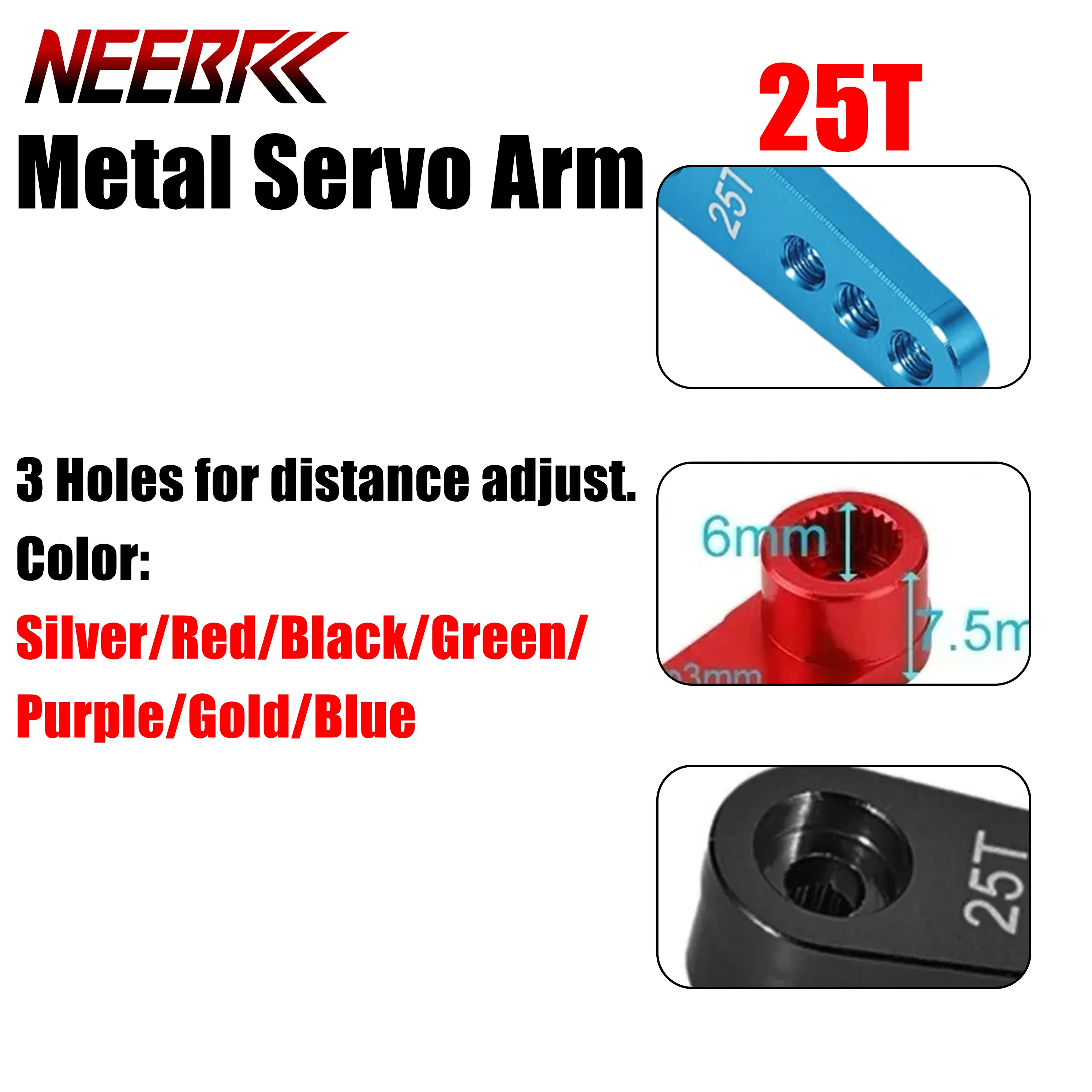 DSPOWER 25T Metal Servo Arm Horn 28.5mm Aluminum Upgraded for JX SPT Futaba Savox HL Wltoys HSP Robot DIY Car Toy Accessories
