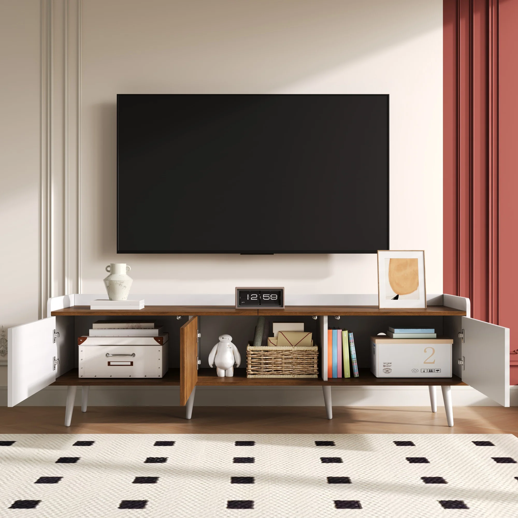 Immagine 7: Mobile TV, tavolino TV, porta TV, armadio a tre ante. Costruzione compatta