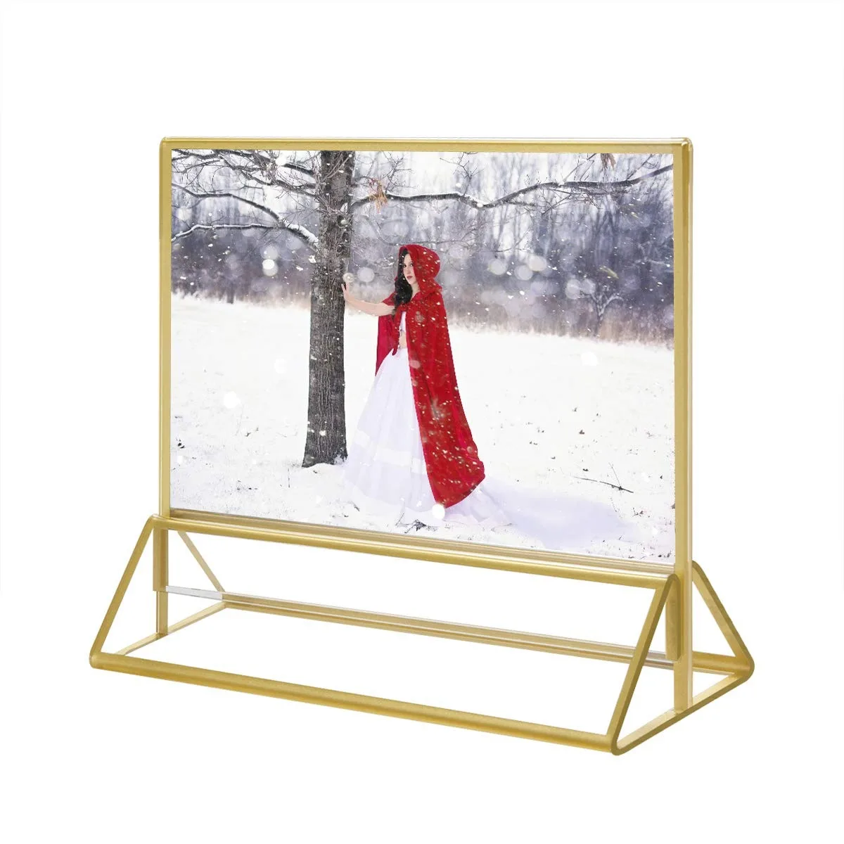 6 Pack Acrylic Gold Frames Sign Holders,Horizontal Double Sided Table Menu Busin Display Stand, Wedding Tabess Store Sign Holder