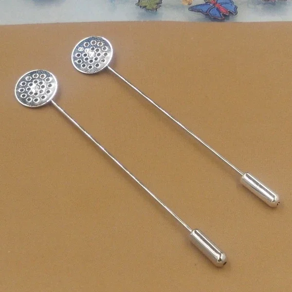 10 sztuk/partia metalowa broszka ustawienie puste 12mm okrągłe wsparcie Cabochon podstawa Bezel tace dla majsterkowiczów przypinki na klapę akcesoria do wyrobu biżuterii — zdjęcie 2