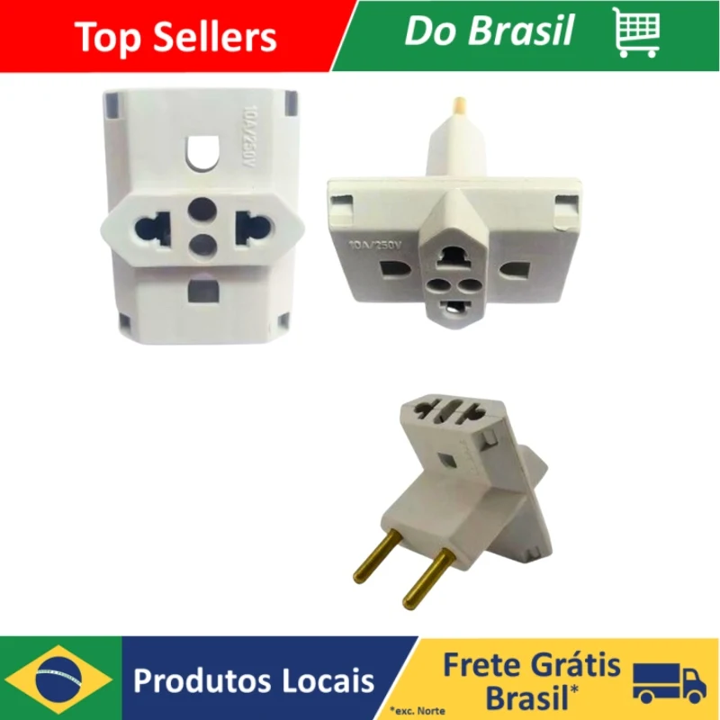 Adaptador Tomada T Multiuso Plug Elétrico 10A 20A Triplo Bob Esponja Benjamin