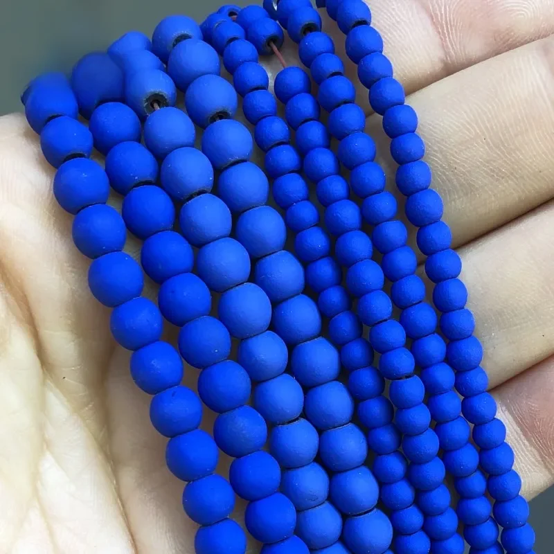 Koraliki z kamienia naturalnego Matowe ciemnoniebieskie gumowe hematytowe okrągłe luźne koraliki do tworzenia biżuterii Akcesoria do bransoletek DIY 15 '' 4 6 8 mm — zdjęcie 2