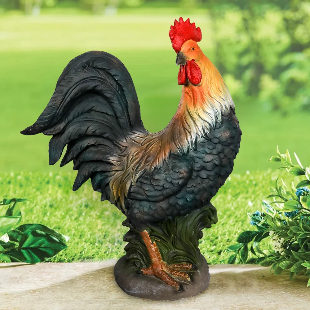 Naturefulls22.8''Outdoor Rooster Garden Statue-Large Concrete Chicken Decorative Rooster Art Decor Statue for Outdoor Home Decor