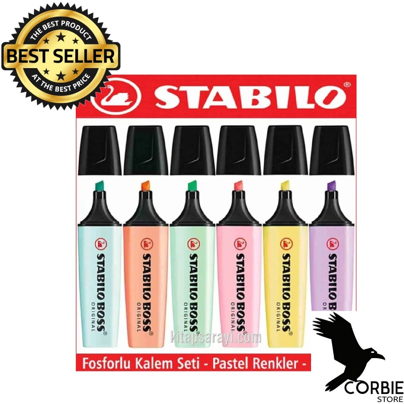 Stabilo Boss Original Pastel 6 Pcs Fluorescent Highlighter Pastel Colors Ink Pens Markers 50th Anniversary Desk Set Office Pen