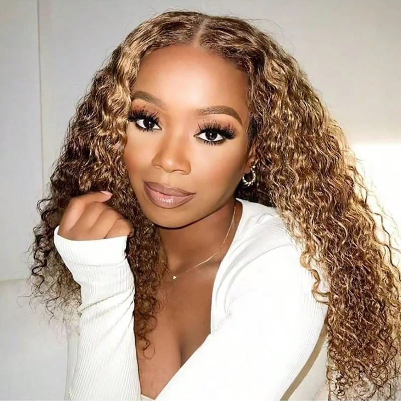 200% الكثافة العسل شقراء أومبير الدانتيل الباروكة شعر الإنسان 13X4 HD تسليط الضوء على موجة عميقة باروكة من شعر طبيعي 4/27 قبل قطعها 26 بوصة