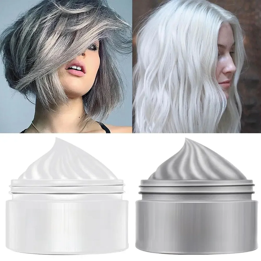 Cire de coloration temporaire pour cheveux, bricolage, pâte de moulage unique, crème de teinture, Gel pour coloration des cheveux, coiffure, gris argenté, 30ml