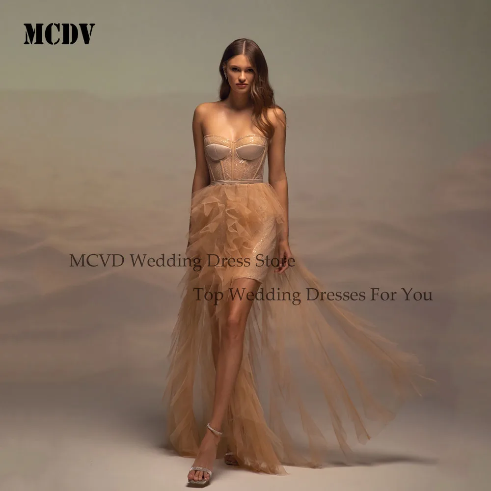 

MCDV Mini Lace Wedding Party Gowns Sweetheart Zipper Back Luxury Bride Gowns For Women Vestidos De Novia Customized