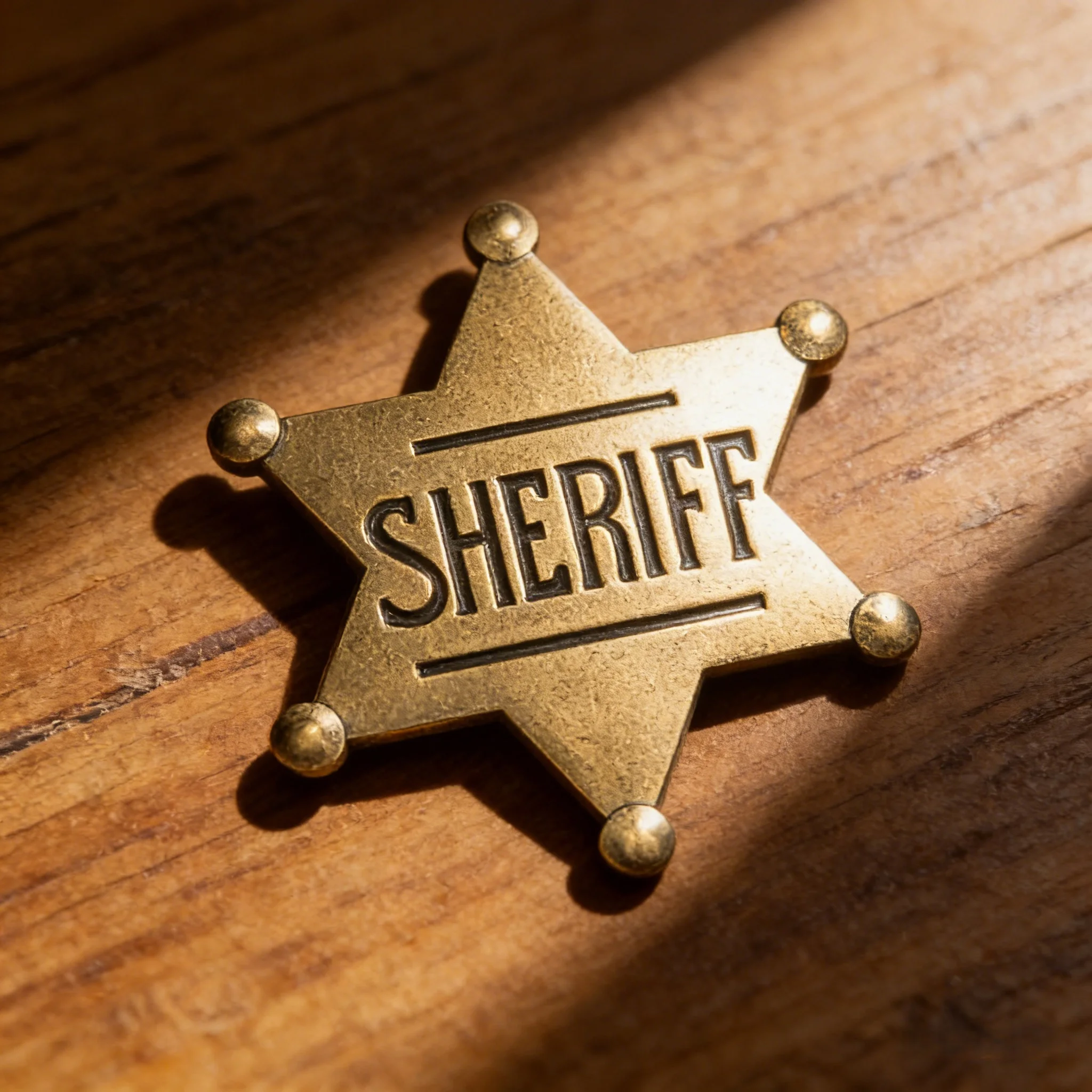 

Gold Western Sheriff Badge for Costume Accessories​ – Intricate Star Pattern, Secure Pin Backing, Great for Collectors, Parties