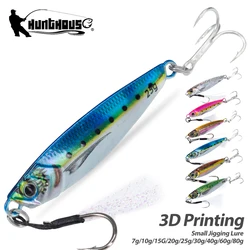 Hunthouse Japen Metal Cast Jigging Spoon Fishing Lure 7-80g 3D Printed Shore Casting Hard Artificial Bait for Bass Trout Sea
