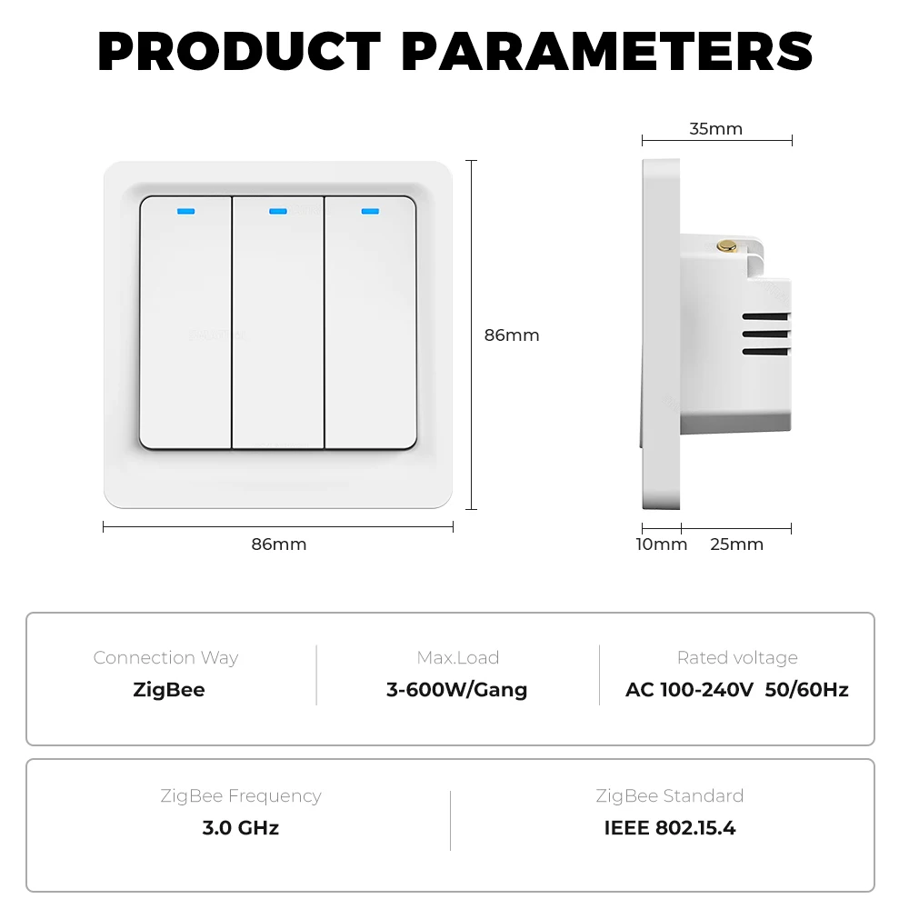 Tuya Zigbee Smart Push Schakelaar Licht Geen Neutrale Draad Geen Condensator 1/2/3Gang Eu Muur Magnetische houdrelais Voor Alexa Google Thuis