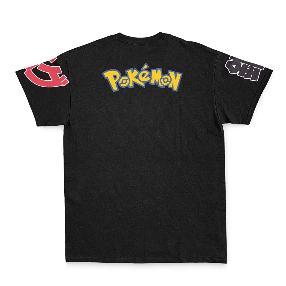 Men's Vintage Grid Anime T-Shirt, Pokemon Scizor Steel Bug Type Manga Panel Poster Print Black Casual Short Sleeve Top view 4
