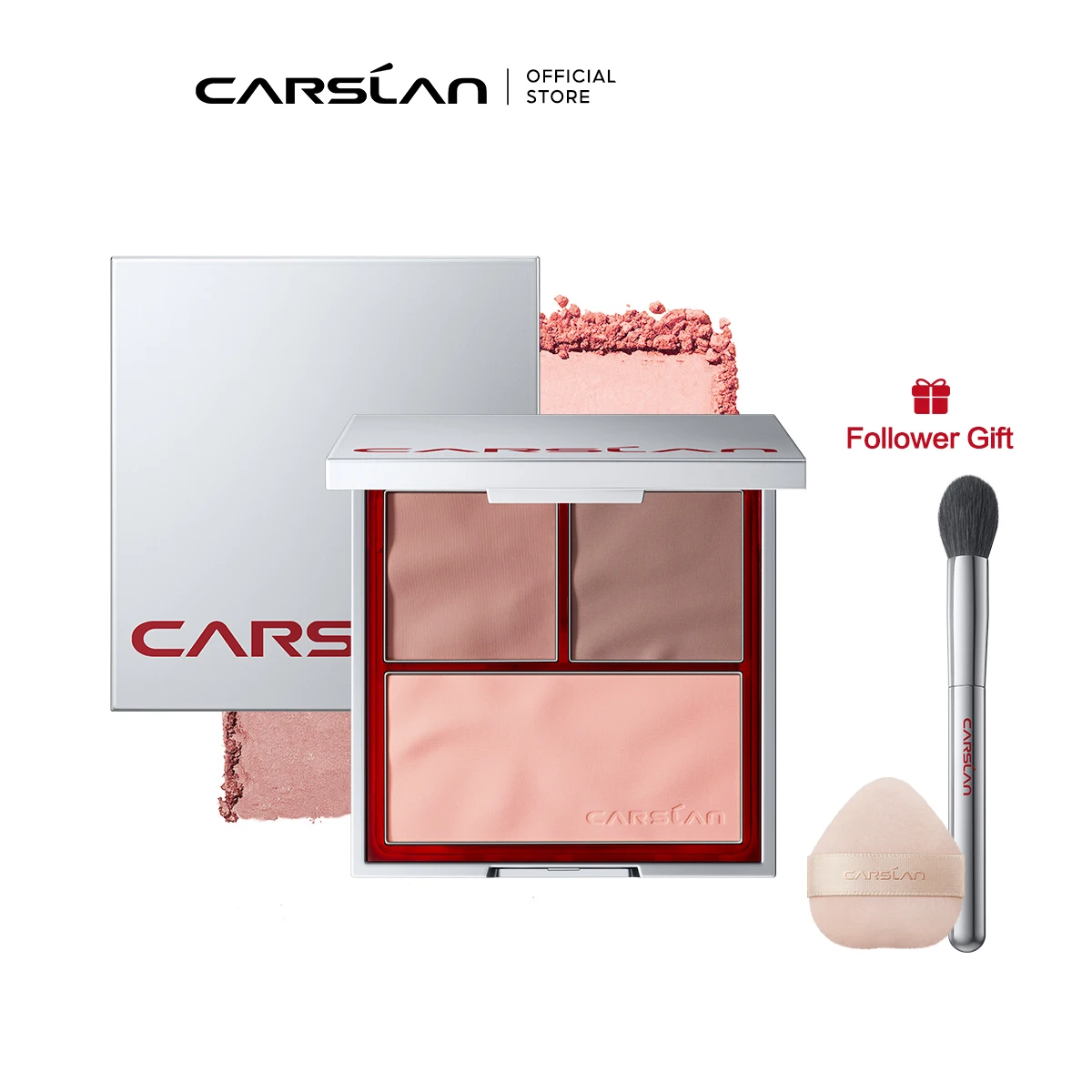 

CARSLAN 3 Colors Plumper Blush Palette Longlasting Brighten Contour Cheek Face Matte Apricot Pink Blusher Powder Rouge Makeup