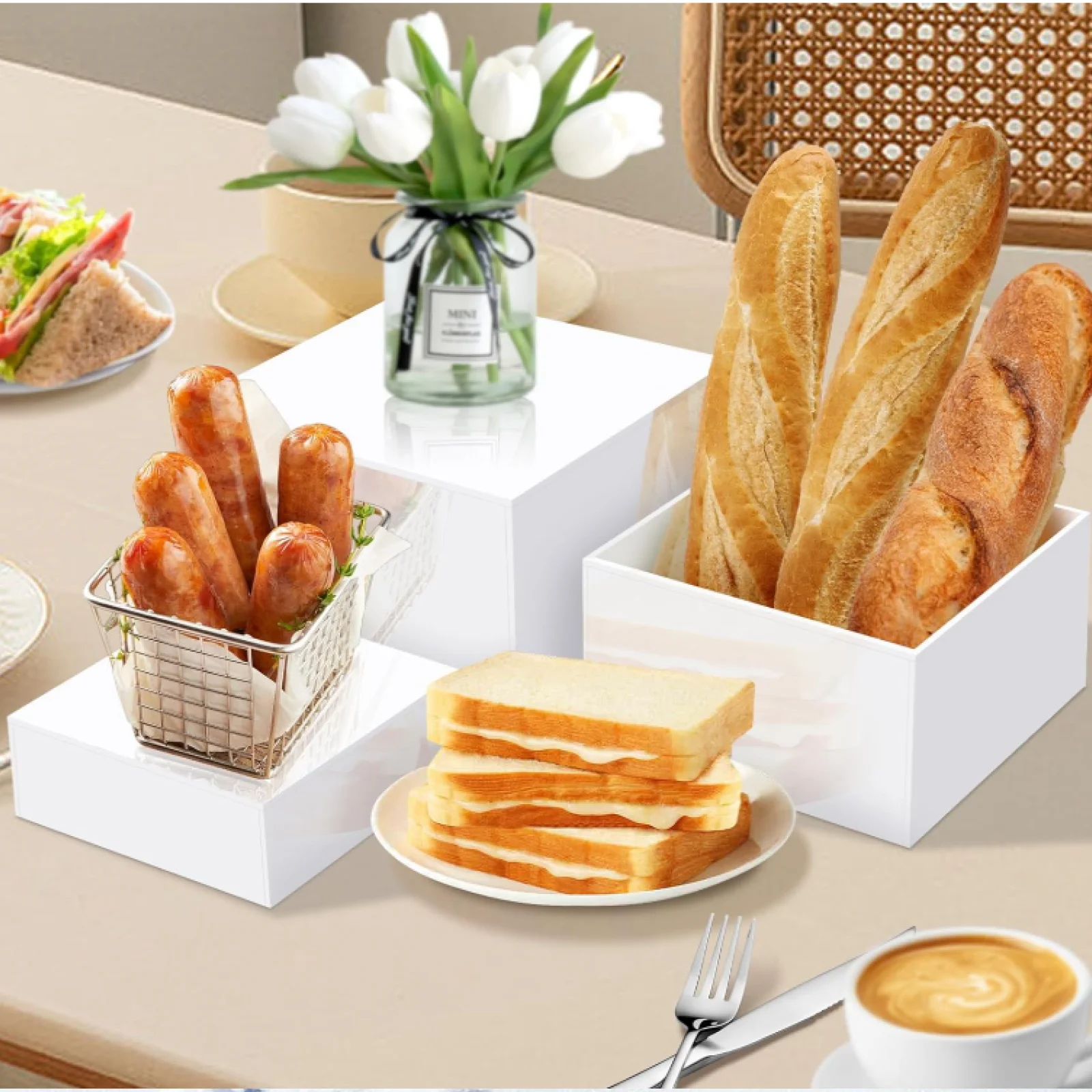 4 Pcs Cube Cupcake Dessert Display Stand Buffet Display Box Five Sided Storage Box Nesting Risers for Home Candy Brunch Jewelry