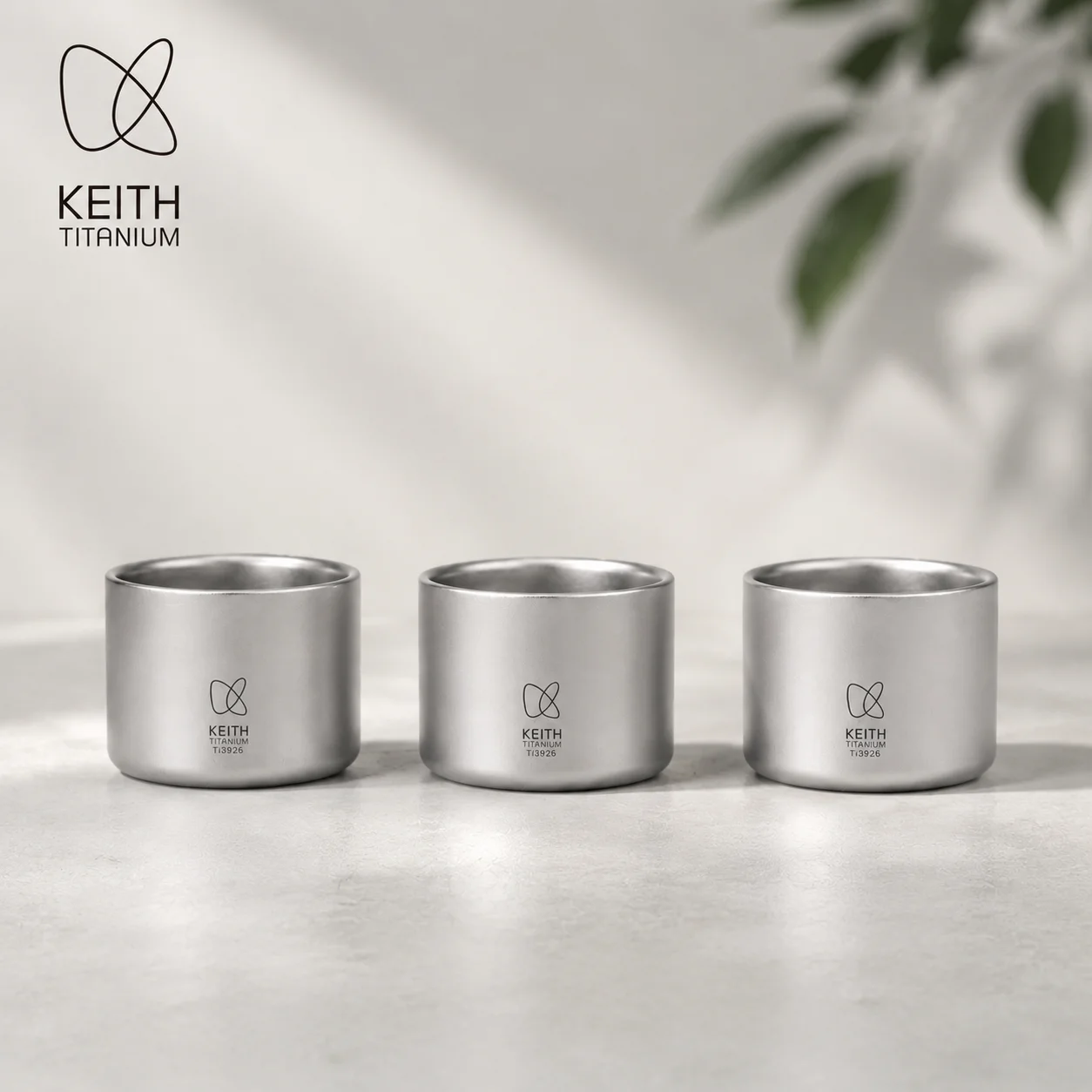 50ml Mini Double Wall Pure Titanium Tea Cups 3 Pcs Set, Portable Lightweight Drinking Cups for Home Travel Outdoor KEITH Ti3926
