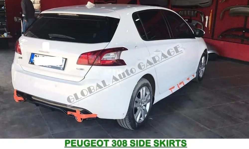 

For Peugeot 308 Side Skirt Threshold+Side Skirts Attachment 2013-2019 Sill Trim Car Styling Auto Universal Spoiler Mud Flaps