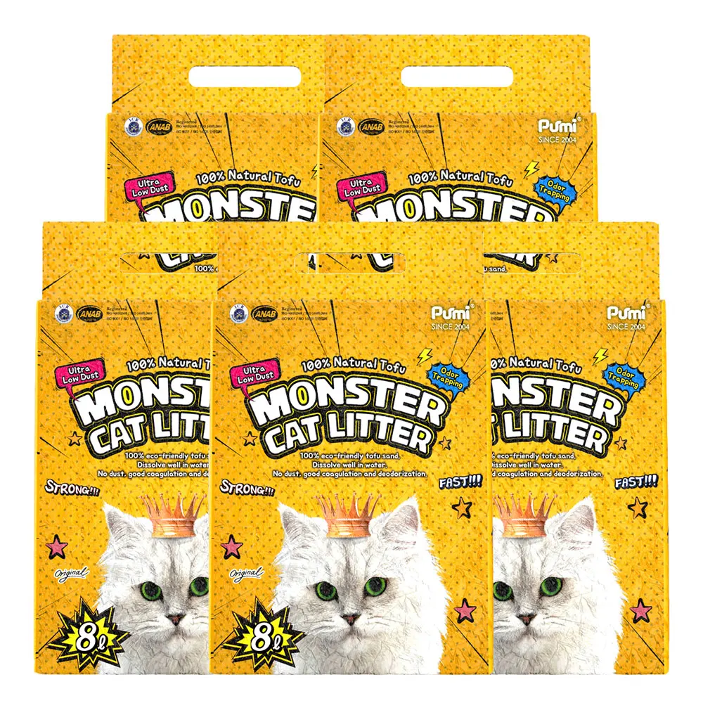 Purmi Monster Catter Cat Dust-free fine particles coagulated comprestible tofu sand 8L 5 pieces original