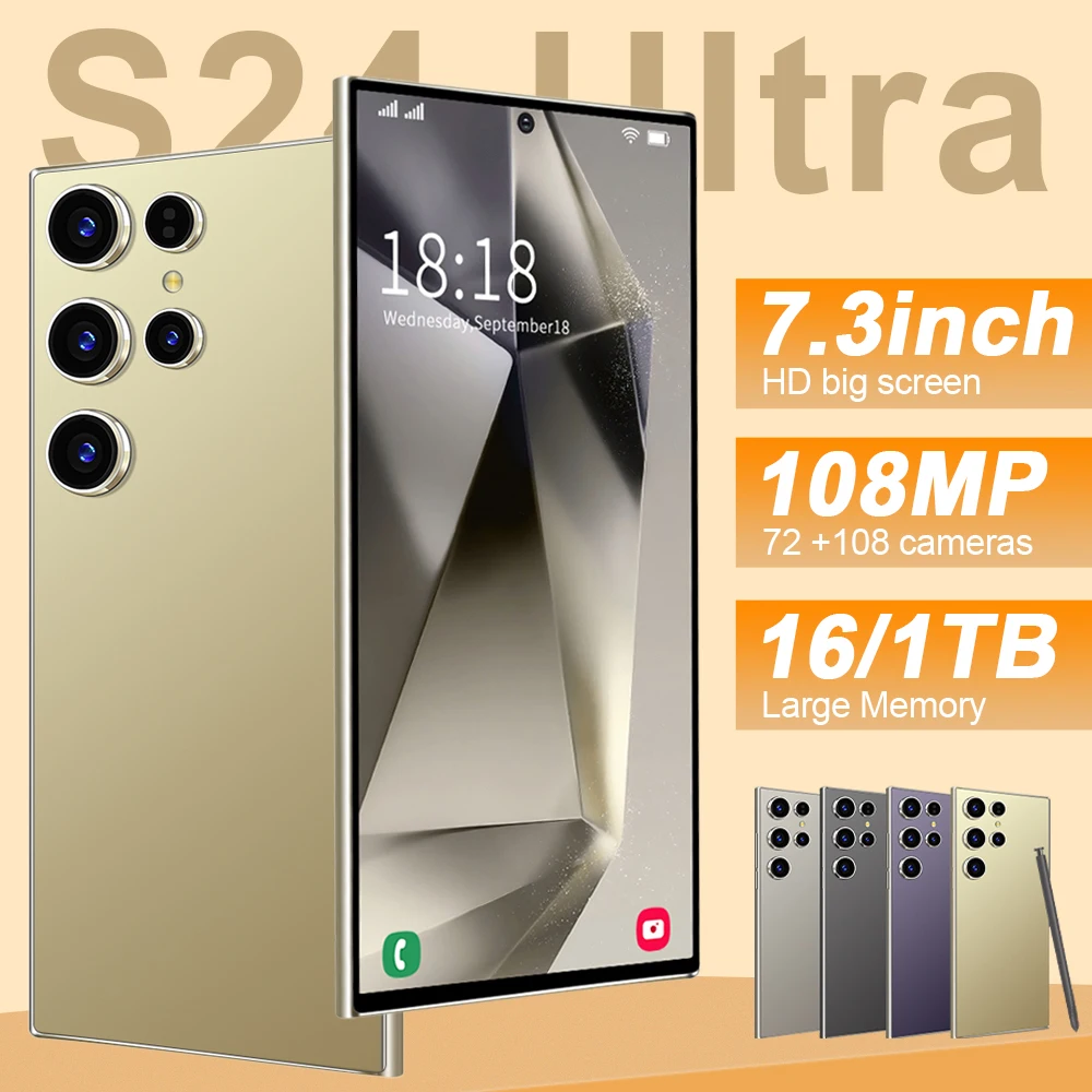 2025 S24 Ultra Smartphone 7.3inch Full Screen 4G/5G Cell Phone 16TB+1TB 6800mAh Mobile Phones 108MP Global Version Celulares