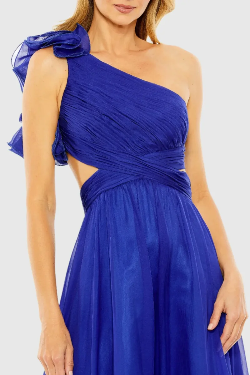 Annie Abiti da ballo con volant arricciati a mano Abiti da sera aperti sul retro blu Tulle Abiti da festa eleganti da donna a trapezio فسات Бmavera