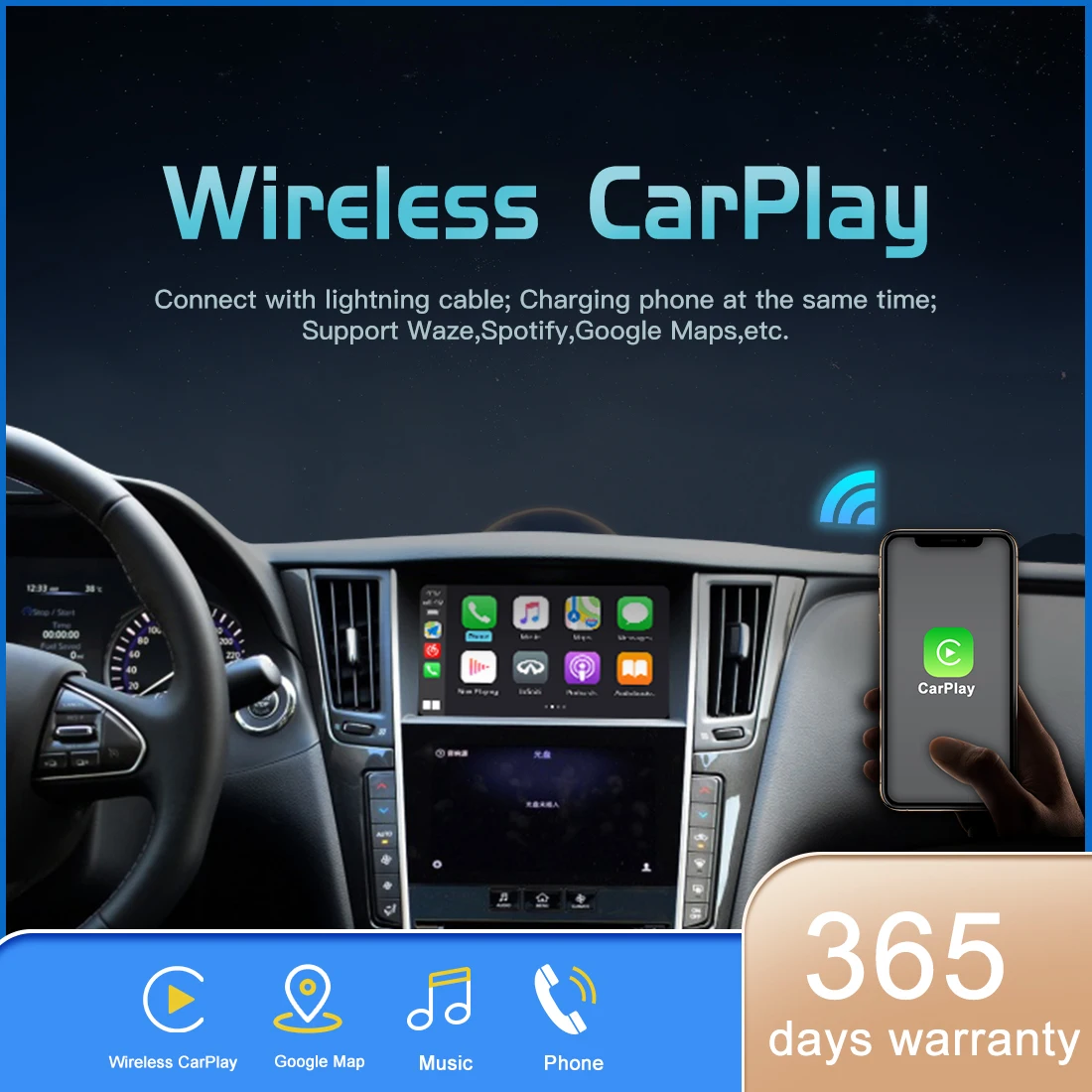 

Wireless Apple Carplay Module For Infiniti Q50 Q50S Q50L QX50 Q60 Android Auto Carplay Mirroring Car Play Rear Camera Adapter