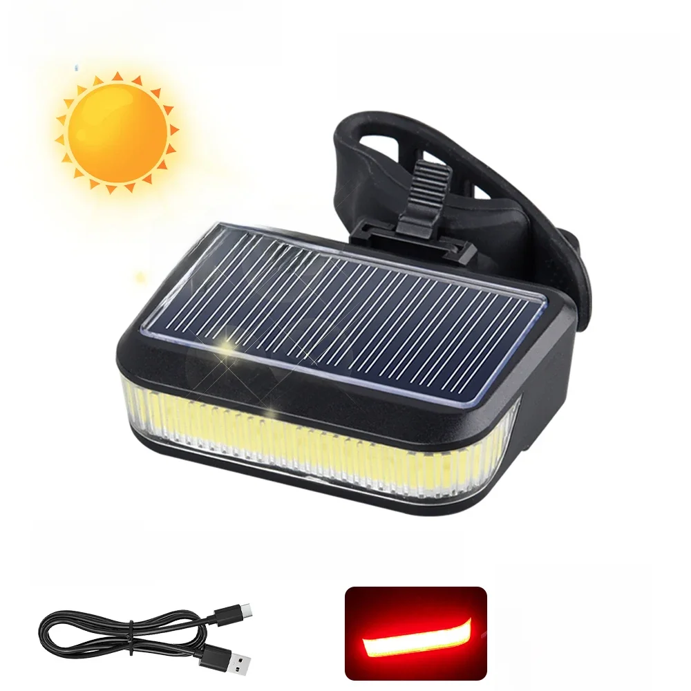 AliExpress cycle zone Bicycle Solar Energy Cycling Rear Light Type-C Charging Mountain Road Bike Solar Warning Taillight Night Cycling Safety Red Lamp