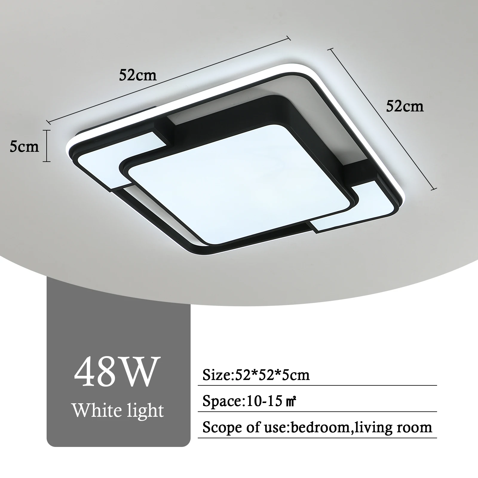 مصباح سقف LED، مصباح سقف ممر بتصميم منحني مربع أسود لغرفة نوم المطبخ والحمام، أبيض بارد 6000 كلفن